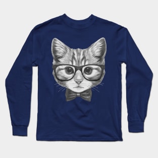 Cat with glasses and bow tie Long Sleeve T-Shirt